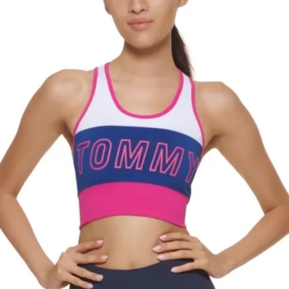 Tommy‎ Hilfiger Women's Pink and Navy Sports Bra Sz Medium